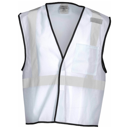 KISHIGO L-XL, White Enhanced Visibility Economy Mesh Vest B124-L-XL